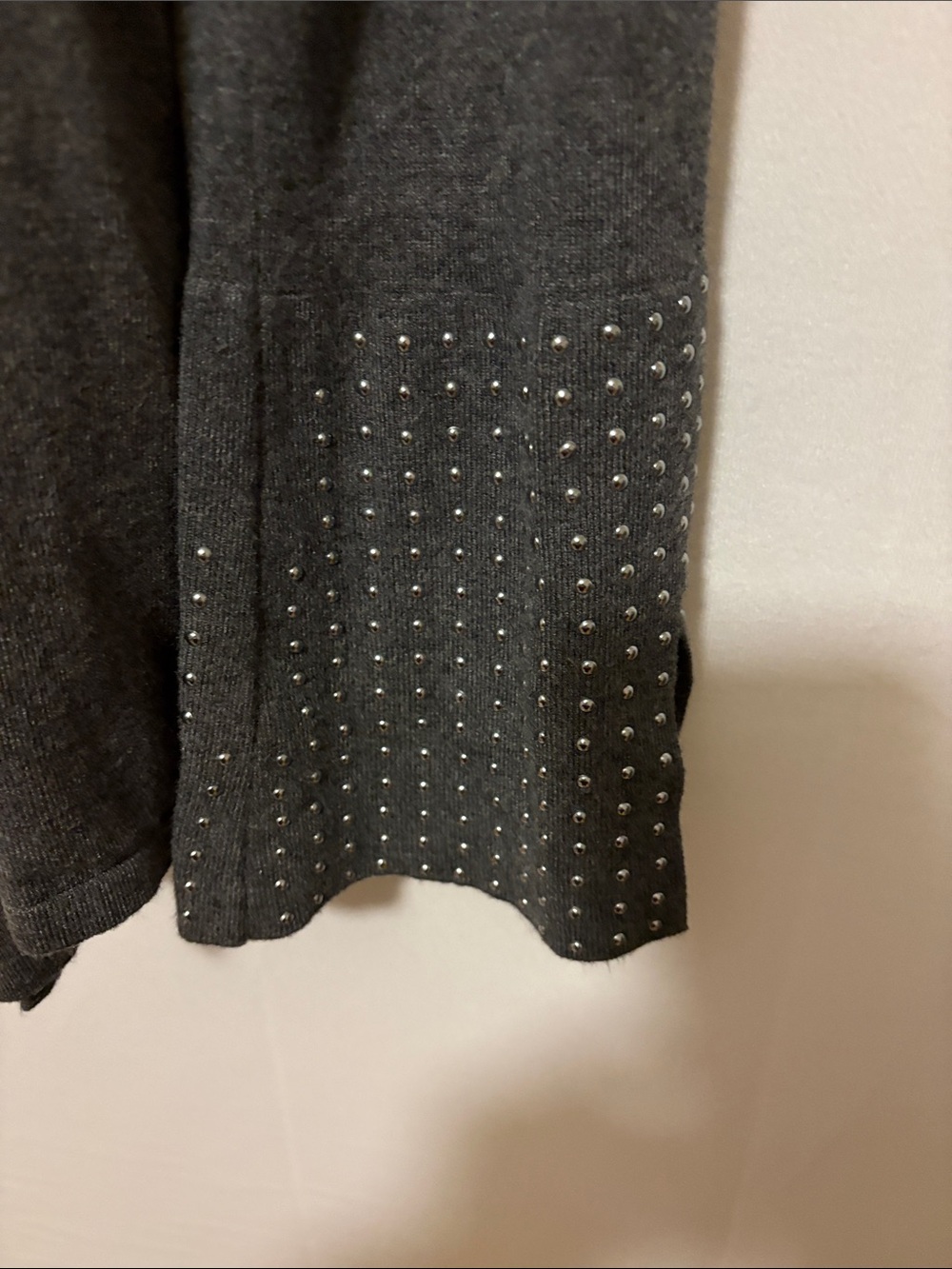 Jennifer Lopez Dark Gray Open-Front Cardigan with Studded Cuffs - Picture 2 of 7